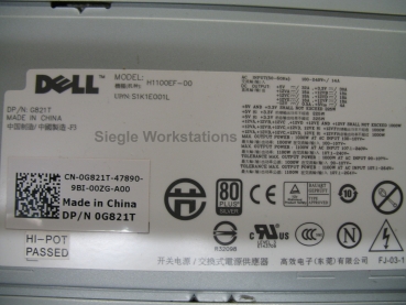 Netzteil Dell T7500 P/N 0G821T Model H1100EF für Precision T7500 Workstation