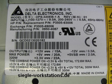 Netzteil HP P/N P3505-63006 Delta Electr. DPS-320EB-1 A, für HP TC3100 Server
