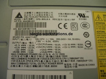 Netzteil HP XW8600 SP P/N 444411-001 Model DPS-800LB A für HP XW8600 Workstation