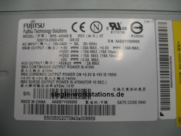 Netzteil Fujitsu Celsius M440/450/460 P/N S26113-E503-V50, NPS-400AB B, Rev. 07