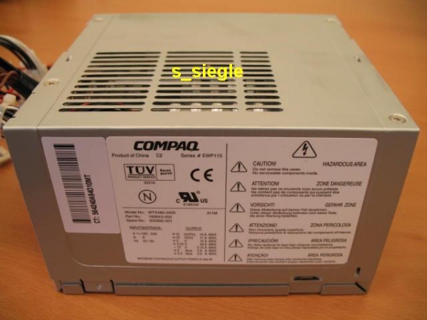 Netzteil HP XW6000 Spare No.: 335741-001, Model WTX-460-3505 für HP xw6000 Workstation.