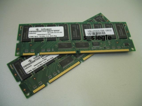 Kit 1 GB (2x 512 MB) Infineon PC133R ECC reg. SDRAM HYS72V64300GR