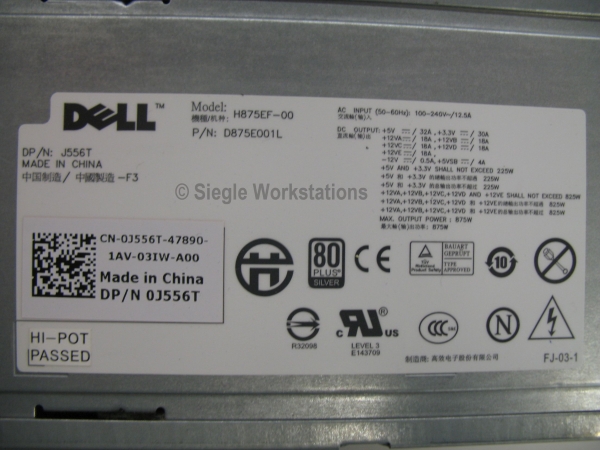 Netzteil Dell T5500 P/N 0J556T Model H875EF-00 für Precision T5500 Workstation