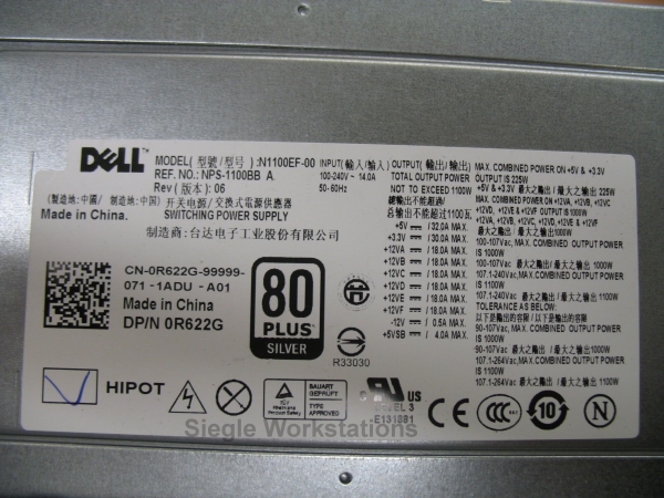 Netzteil Dell T7500 P/N 0R622G Model NPS-1100BB A für Precision T7500 Workstation