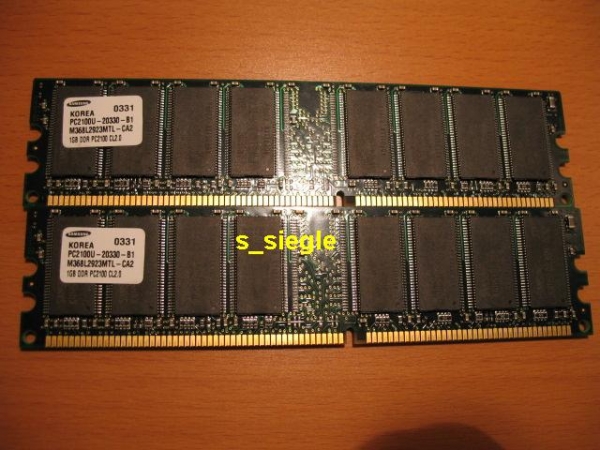 Kit 2 GB (2x 1GB) Samsung PC2100U CL2 DDR RAM M388L2923MTL