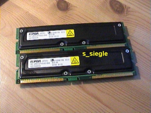 Kit 1024 MB (2x 512MB) Elpida MC-4R512FKE8D RDRAM PC800-45 ECC