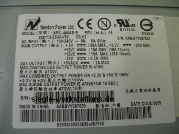 Netzteil FSC Celsius M440/450/460 P/N S26113-E503-V50