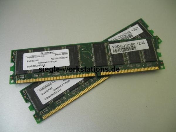 Kit 1 GB (2x 512 MB) Infineon PC2700U RAM HYS64D64320GU/HU