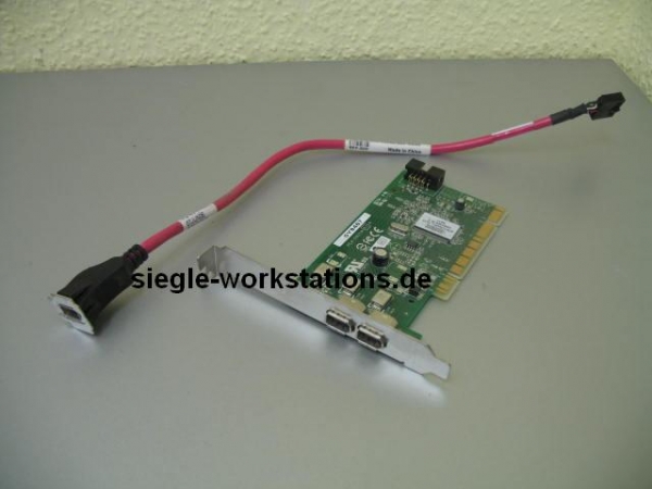 FireWire PCI Card Dell P/N 0Y9457 inkl. Anschlusskabel P/N 0X8711 oder 0PD140 für Precision 380, 390, 490 Workstation, Dimension 9200