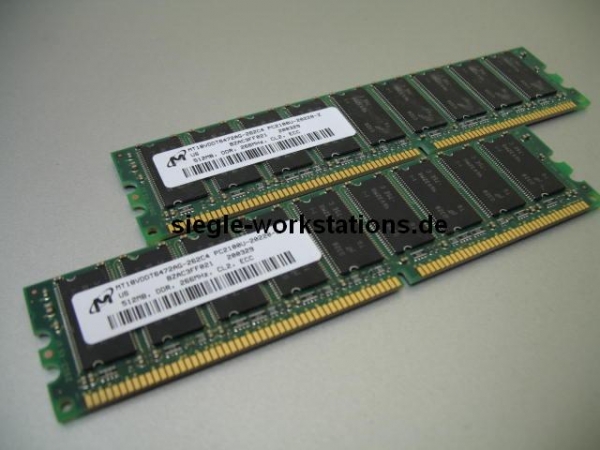 Kit 1 GB (2x 512 MB) Micron PC2100U ECC RAM CL2 MT18VDDT6472AG