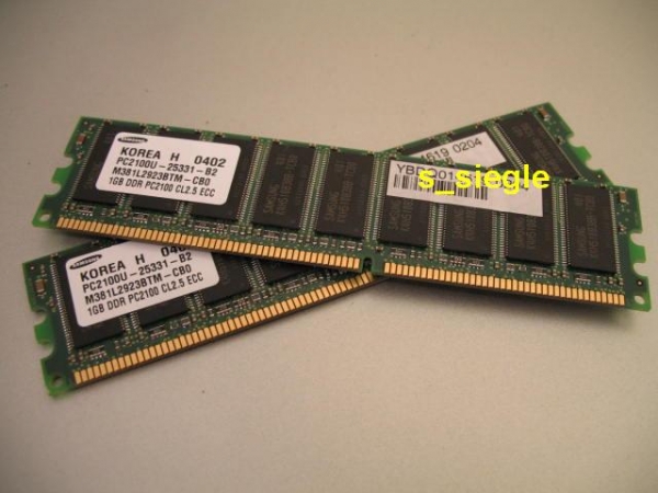 Kit 2 GB (2x 1GB) Samsung PC2100U ECC RAM M381L2923BTM