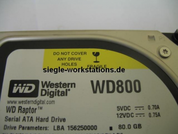 80 GB WD Raptor WD800GD-75FLC3, DCM: HBCAJAB 10K SATA HDD